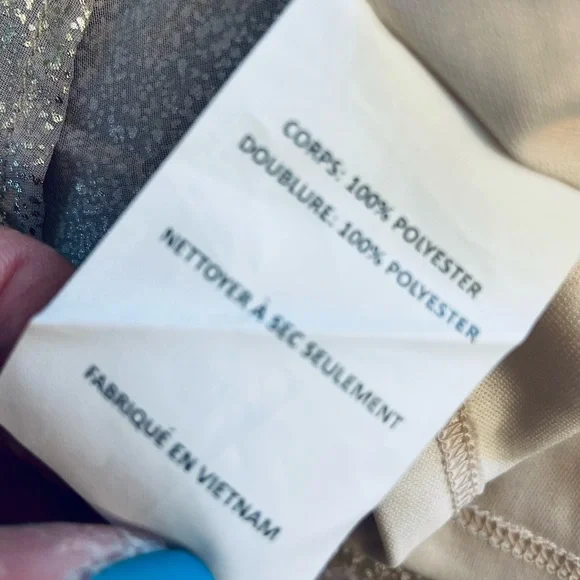 NWT LUSH Shimmery Cream Gold Mini Dress With Spaghetti Straps Size Medium - Picture 11 of 11